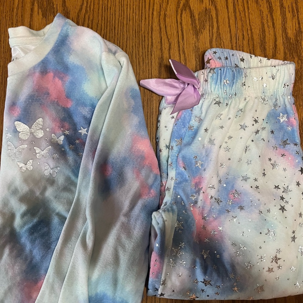 Sleep On It Pink and Blue Pajama Sets with Dreamy Watercolor Design size 10/12 - Picture 4 of 6